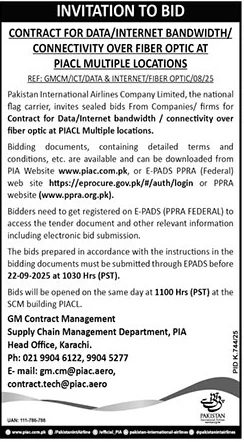 Pakistan International Airlines Karachi Tender Notice